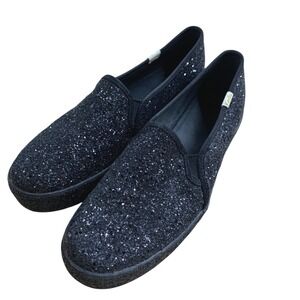 Keds for Kate Spade New York Slip On Sneakers‎ Black Glitter Sparkle Shoes sz 9